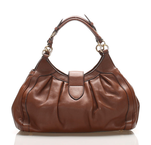 サルヴァトーレフェラガモ ガンチーニ AU-21 D228 ブラウン レザー ハンドバッグ レディース Salvatore Ferragamo 【中古】