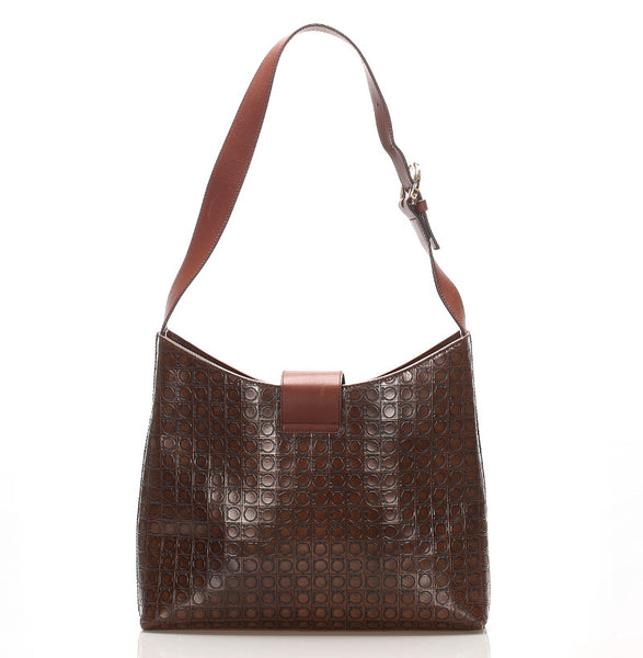 サルヴァトーレフェラガモ ガンチーニ AQ-21 8662 ブラウン レザー ショルダーバッグ レディース Salvatore Ferragamo 中古