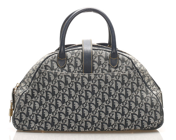 クリスチャンディオール トロッター ネイビー キャンバス レザー ハンドバッグ レディース Christian Dior 中古