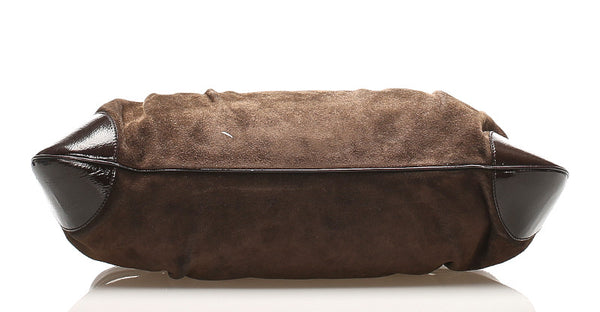 サルヴァトーレフェラガモ ガンチーニ ショルダーバッグ AU-21 5370 ブラウン スウェード パテントレザー レディース Salvatore Ferragamo 【中古】