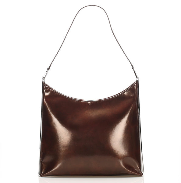 サルヴァトーレフェラガモ AF-21 9729 ブラウン パテントレザー 肩掛け ショルダーバッグ レディース Salvatore Ferragamo 中古