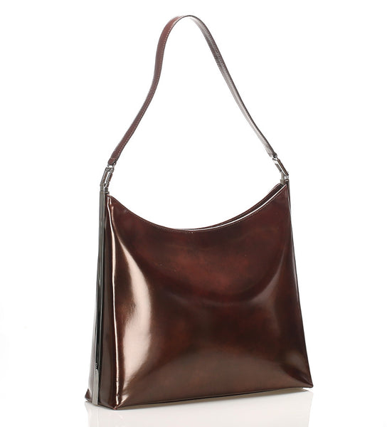 サルヴァトーレフェラガモ AF-21 9729 ブラウン パテントレザー 肩掛け ショルダーバッグ レディース Salvatore Ferragamo 中古