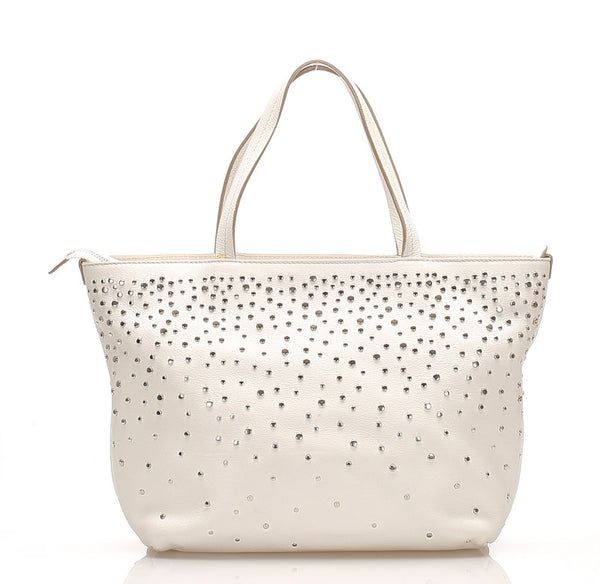 サルヴァトーレフェラガモ ガンチーニ スタッズ FJ-21 D893 ホワイト レザー ハンドバッグ レディース Salvatore Ferragamo 中古