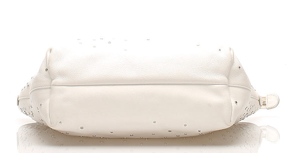 サルヴァトーレフェラガモ ガンチーニ スタッズ FJ-21 D893 ホワイト レザー ハンドバッグ レディース Salvatore Ferragamo 中古