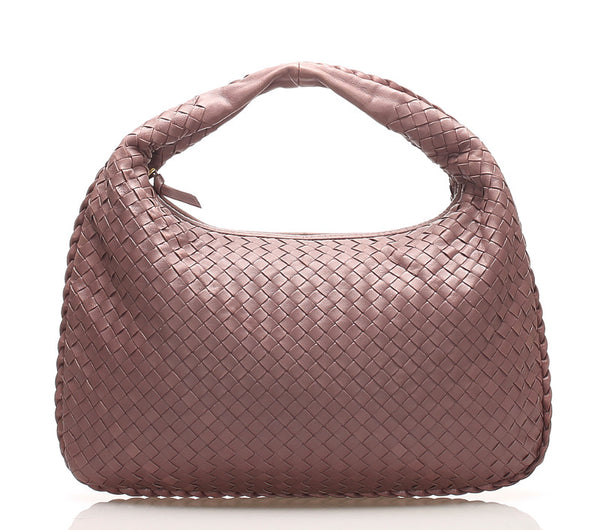 ボッテガヴェネタ イントレチャート パープル  レザー ハンドバッグ レディース BOTTEGAVENETA 中古