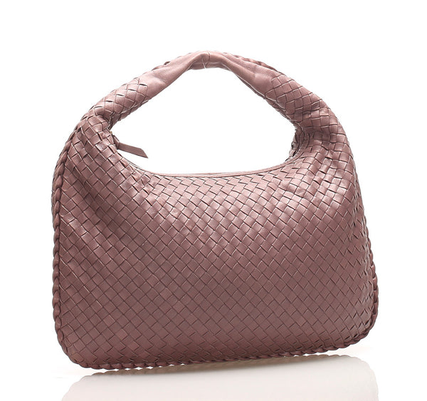 ボッテガヴェネタ イントレチャート パープル  レザー ハンドバッグ レディース BOTTEGAVENETA 中古