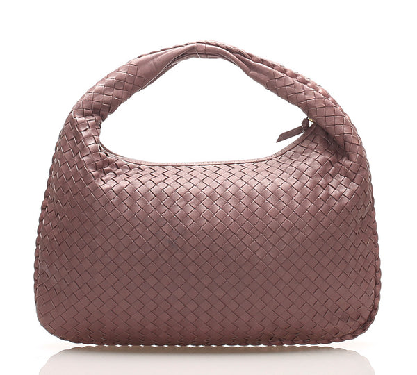 ボッテガヴェネタ イントレチャート パープル  レザー ハンドバッグ レディース BOTTEGAVENETA 中古
