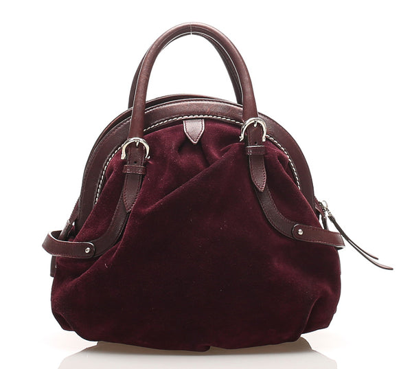 サルヴァトーレフェラガモ ガンチーニ AQ-21 5837 パープル スウェード レザー ハンドバッグ レディース Salvatore Ferragamo 【中古】