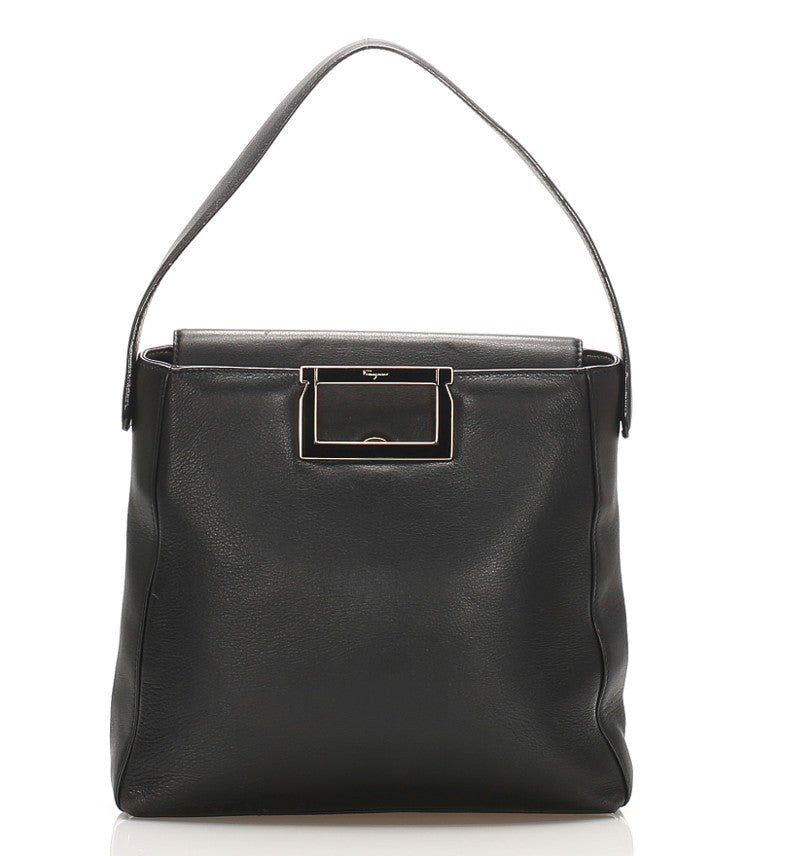 サルヴァトーレフェラガモ BZ-21 8220 ブラック レザー ハンドバッグ レディース Salvatore Ferragamo 中古