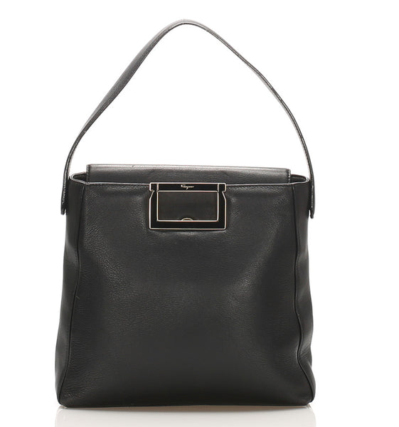 サルヴァトーレフェラガモ BZ-21 8220 ブラック レザー ハンドバッグ レディース Salvatore Ferragamo 中古