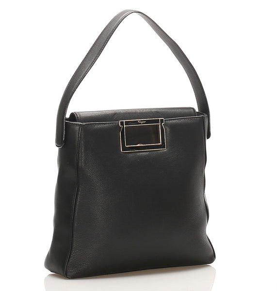 サルヴァトーレフェラガモ BZ-21 8220 ブラック レザー ハンドバッグ レディース Salvatore Ferragamo 中古