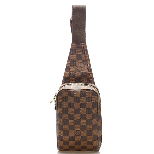 ルイ ヴィトン ダミエ ジェロニモス N51994 ブラウン PVC レザー ショルダーバッグ ユニセックス LOUIS VUITTON 中古
