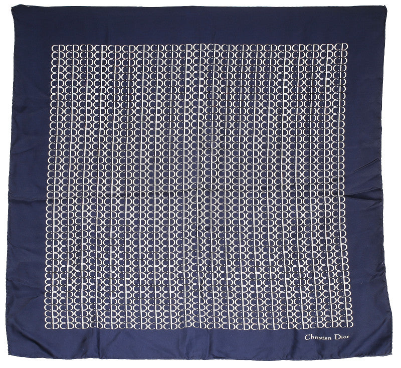 クリスチャンディオール ネイビー シルク スカーフ レディース Christian Dior 中古