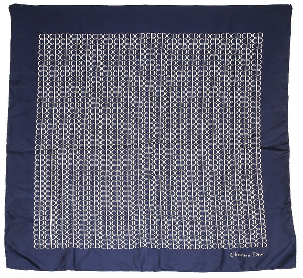 クリスチャンディオール ネイビー シルク スカーフ レディース Christian Dior 中古