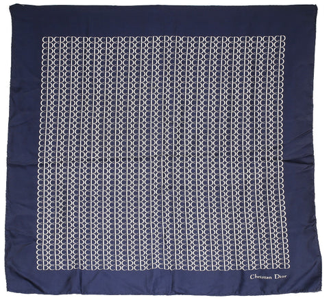 クリスチャンディオール ネイビー シルク スカーフ レディース Christian Dior 中古