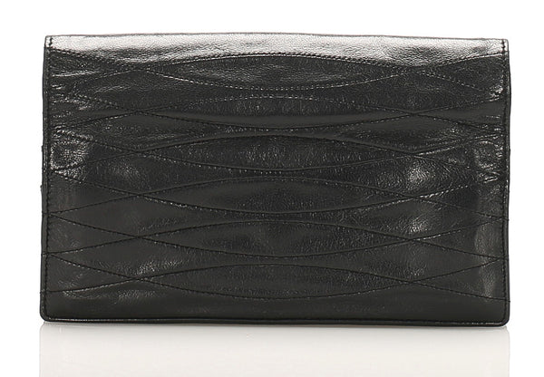 シャネル ココマーク ブラック レザー 長財布 レディース CHANEL 中古