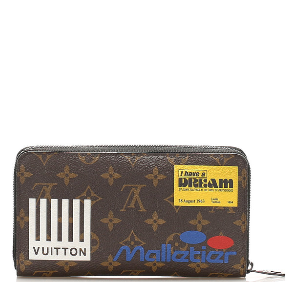 ルイ ヴィトン モノグラム ストーリー ロゴ  M67826 ブラウン PVC レザー 長財布 ユニセックス LOUIS VUITTON 中古