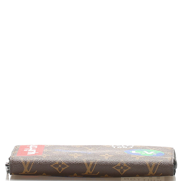 ルイ ヴィトン モノグラム ストーリー ロゴ  M67826 ブラウン PVC レザー 長財布 ユニセックス LOUIS VUITTON 中古