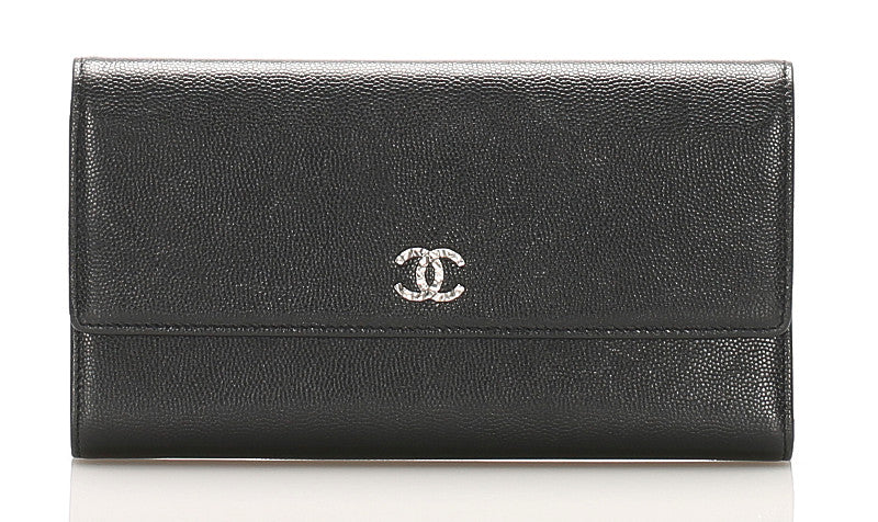 シャネル ココマーク ブラック レザー 長財布 レディース CHANEL 中古