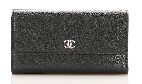 シャネル ココマーク ブラック レザー 長財布 レディース CHANEL 中古