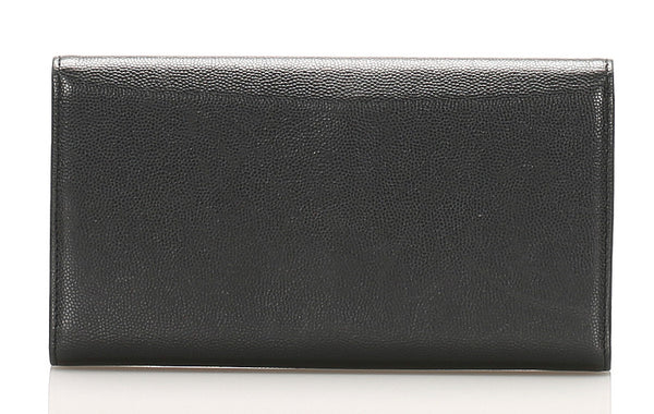 シャネル ココマーク ブラック レザー 長財布 レディース CHANEL 中古