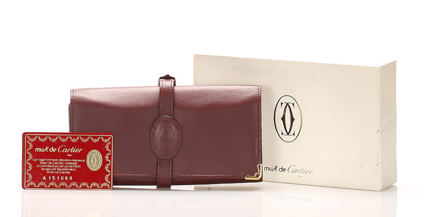 カルティエ マスト ボルドー レザー 長財布 ユニセックス CARTIER 中古