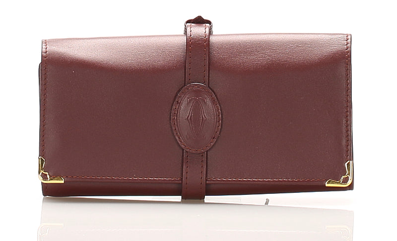 カルティエ マスト ボルドー レザー 長財布 ユニセックス CARTIER 中古
