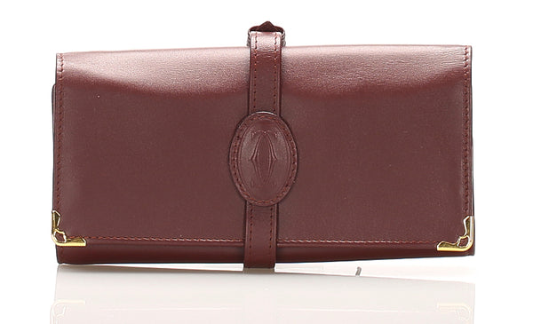 カルティエ マスト ボルドー レザー 長財布 ユニセックス CARTIER 中古