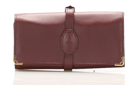 カルティエ マスト ボルドー レザー 長財布 ユニセックス CARTIER 中古