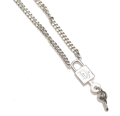 クリスチャンディオール シルバー メタル ネックレス レディース Christian Dior 中古