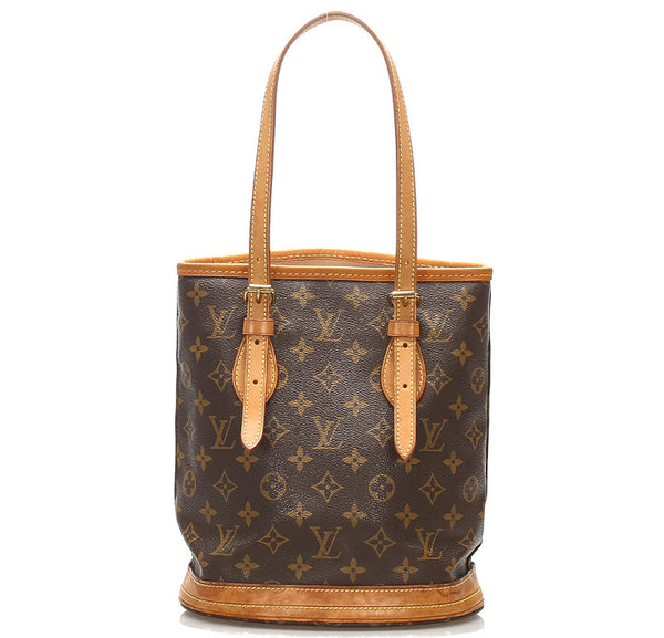 ルイ ヴィトン モノグラム バケットPM M42238 ブラウン PVC レザー トートバッグ レディース LOUIS VUITTON 中古