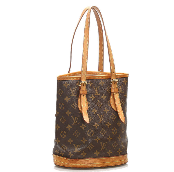 ルイ ヴィトン モノグラム バケットPM M42238 ブラウン PVC レザー トートバッグ レディース LOUIS VUITTON 中古