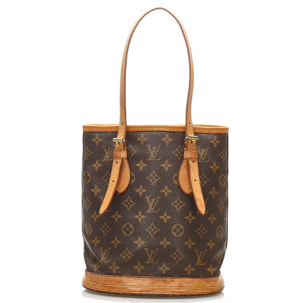 ルイ ヴィトン モノグラム バケットPM M42238 ブラウン PVC レザー トートバッグ レディース LOUIS VUITTON 中古