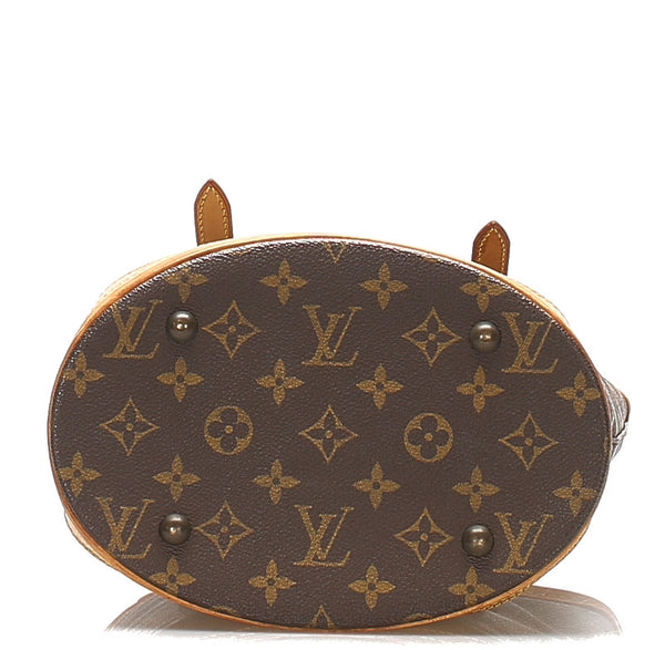 ルイ ヴィトン モノグラム バケットPM M42238 ブラウン PVC レザー トートバッグ レディース LOUIS VUITTON 中古