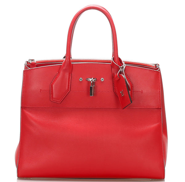 ルイ ヴィトン シティスティーマーMM M53014 レッド レザー ハンドバッグ レディース LOUIS VUITTON 中古