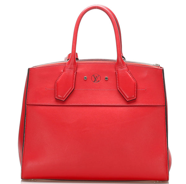 ルイ ヴィトン シティスティーマーMM M53014 レッド レザー ハンドバッグ レディース LOUIS VUITTON 中古