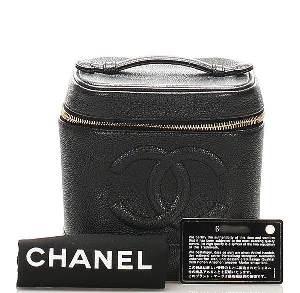 シャネル ココマーク ブラック キャビアスキン バニティバッグ レディース CHANEL 中古