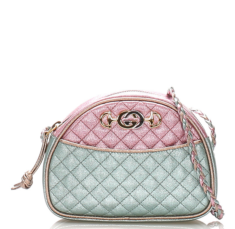 グッチ ホースビット 534951 534563 メタリックピンク メタリックグリーン レザー ショルダーバッグ レディース GUCCI 中古