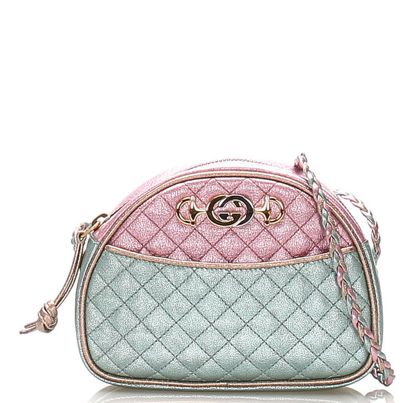 グッチ ホースビット 534951 534563 メタリックピンク メタリックグリーン レザー ショルダーバッグ レディース GUCCI 中古