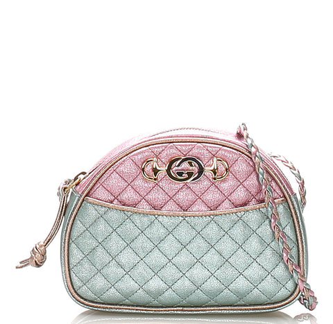 グッチ ホースビット 534951 534563 メタリックピンク メタリックグリーン レザー ショルダーバッグ レディース GUCCI 中古