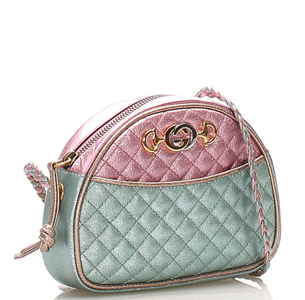 グッチ ホースビット 534951 534563 メタリックピンク メタリックグリーン レザー ショルダーバッグ レディース GUCCI 中古