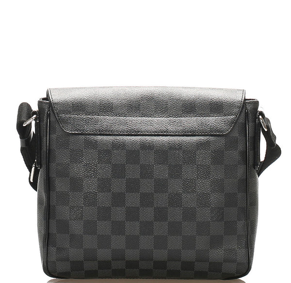 ルイ ヴィトン ダミエグラフィット ディストリクト N41028 グレー PVC レザー 斜め掛け ショルダーバッグ メンズ LOUIS VUITTON 中古