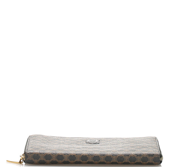 セリーヌ マカダム ブラウン PVC レザー 長財布 ユニセックス CELINE 中古
