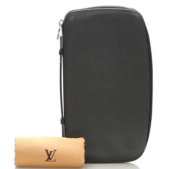 ルイ ヴィトン タイガ オーガナイザー アトール M30652 ブラック グレー レザー 長財布 メンズ LOUIS VUITTON 中古