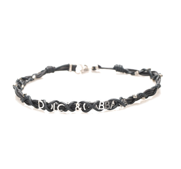 ドルチェアンドガッバーナ ブラック シルバー コットン メタル チョーカー ユニセックス DOLCE&GABBANA 【中古】