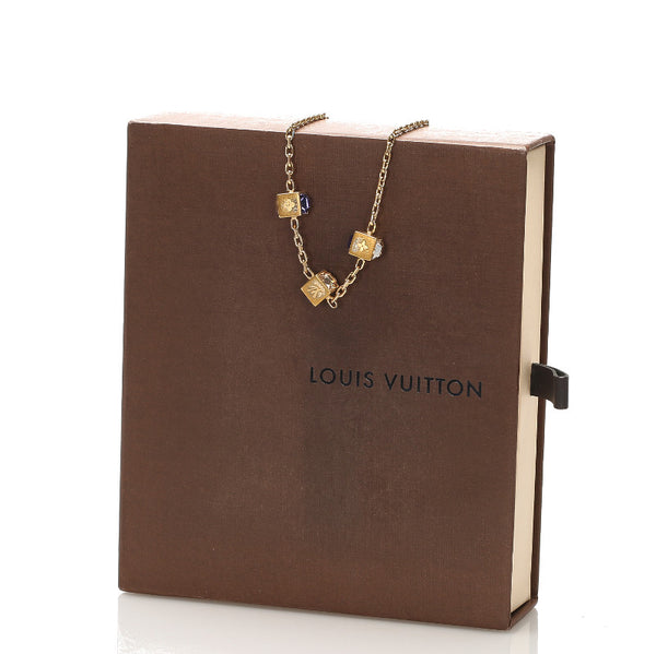 ルイ ヴィトン M65096 ゴールド パープル メッキ コリエ ギャンブル ネックレス レディース LOUIS VUITTON 中古