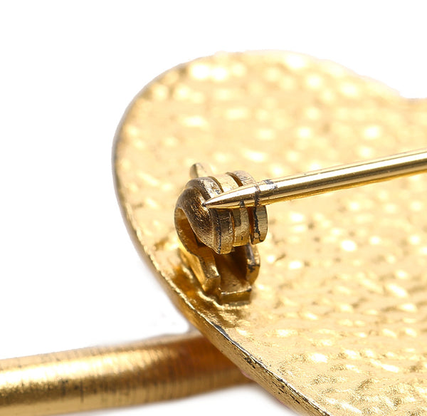 シャネル ゴールド ピンク メッキ ハート ブローチ アロー レディース CHANEL 中古