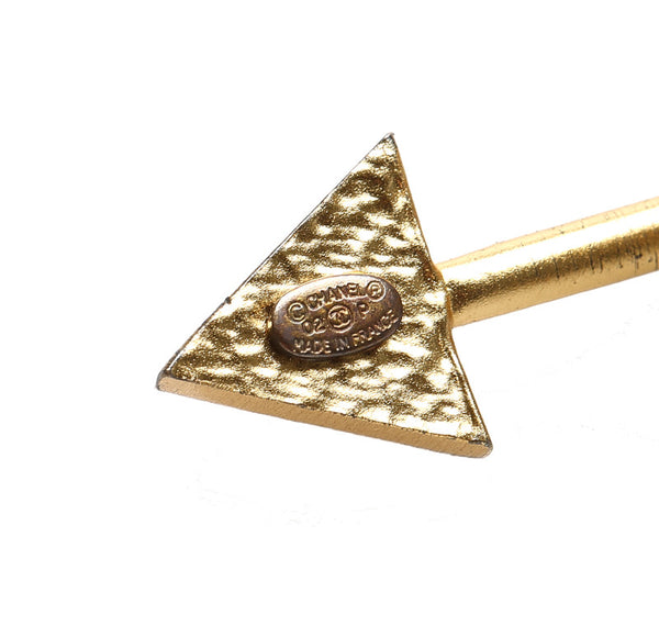 シャネル ゴールド ピンク メッキ ハート ブローチ アロー レディース CHANEL 中古