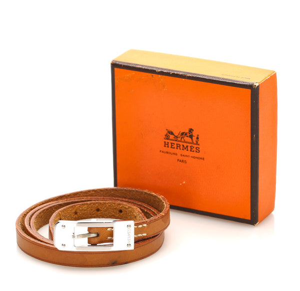 エルメス ブラウン レザー ブレスレット レディース HERMES 中古