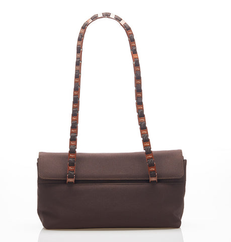 サルヴァトーレフェラガモ ヴァラ AU-21 8804 ブラウン ナイロン 肩掛け ショルダーバッグ レディース Salvatore Ferragamo 中古